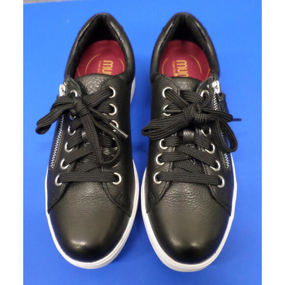 Munro TILLY Black Leather Arch Support Comfort Sneakers Zipper Lace Up Women's 7 - Picture 2 of 7